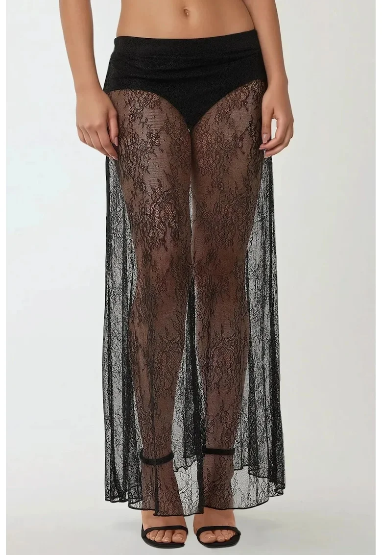 Fusta maxi dama  dantela, negru
