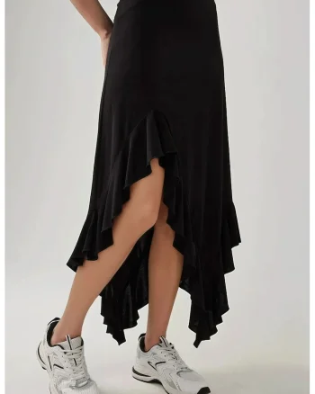Fusta maxi dama,  tricot, negru