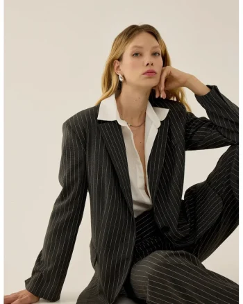 Sacou dama  Reece, croiala relaxata, gri, textil