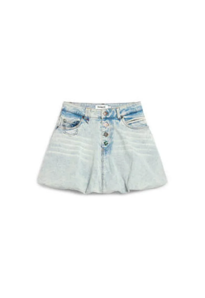 Fusta casual,  denim, albastru, bumbac