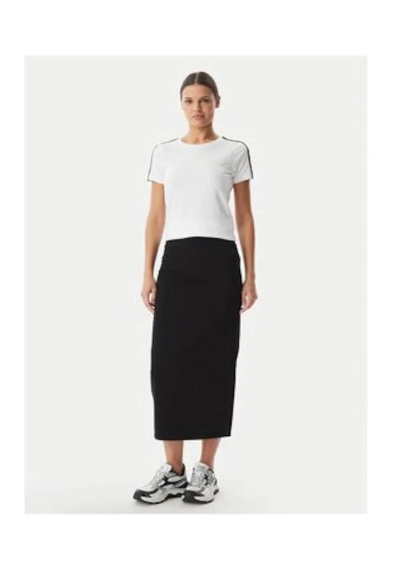 Fusta creion,  neagra, bumbac si poliester, stil casual