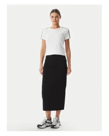 Fusta creion,  neagra, bumbac si poliester, stil casual