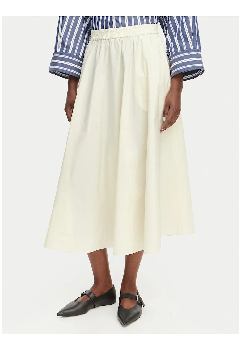 Fusta midi Dama,  bej, poliester, casual