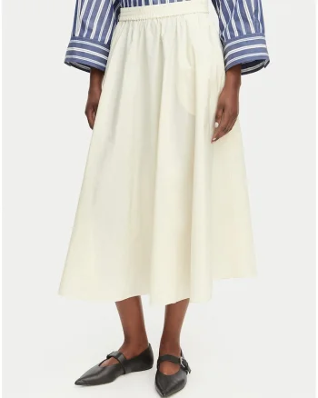Fusta midi Dama,  bej, poliester, casual