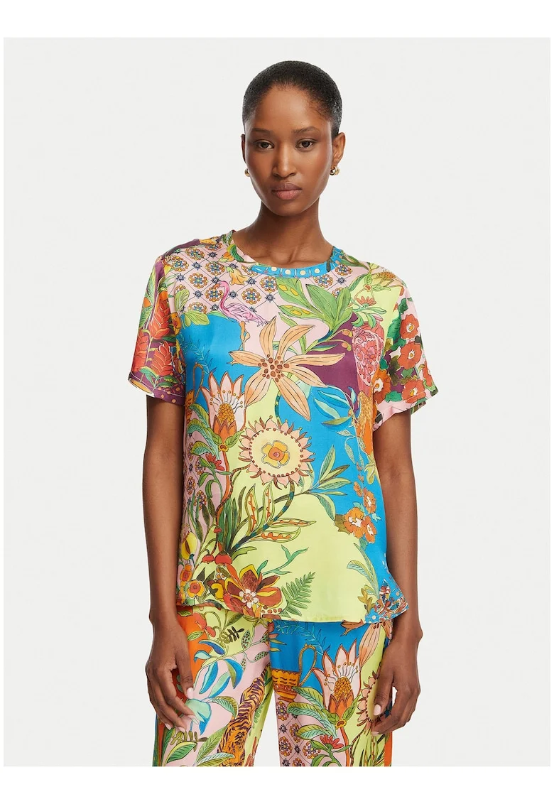 Tricou dama,  multicolor, regular fit, viscoza