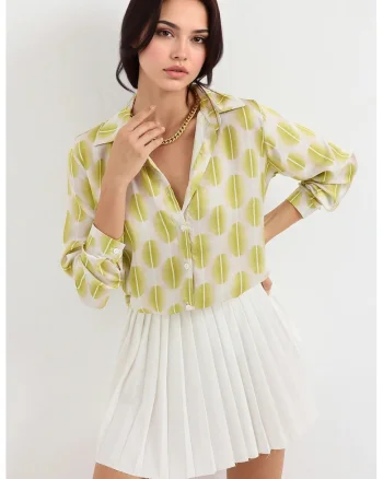 Camasa dama HiCCUP, textil, galben, maneca lunga, inchidere cu nasturi