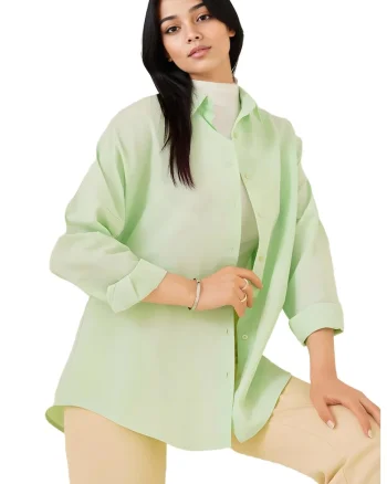 Camasa HiCCUP din poplin, croiala lejera, verde padure, bumbac/ poliester