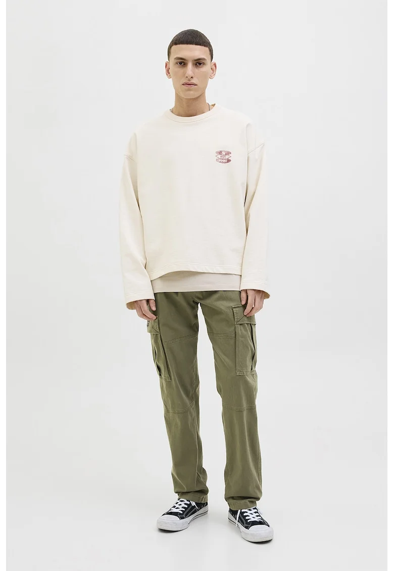 Pantaloni cargo din amestec de bumbac, Kaki