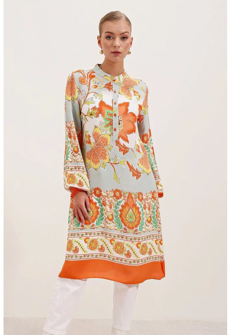 Rochie Midi, HiCCUP, model BDART, tangerine, viscoza