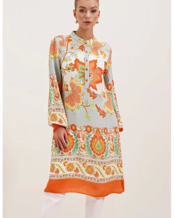 Rochie Midi, HiCCUP, model BDART, tangerine, viscoza