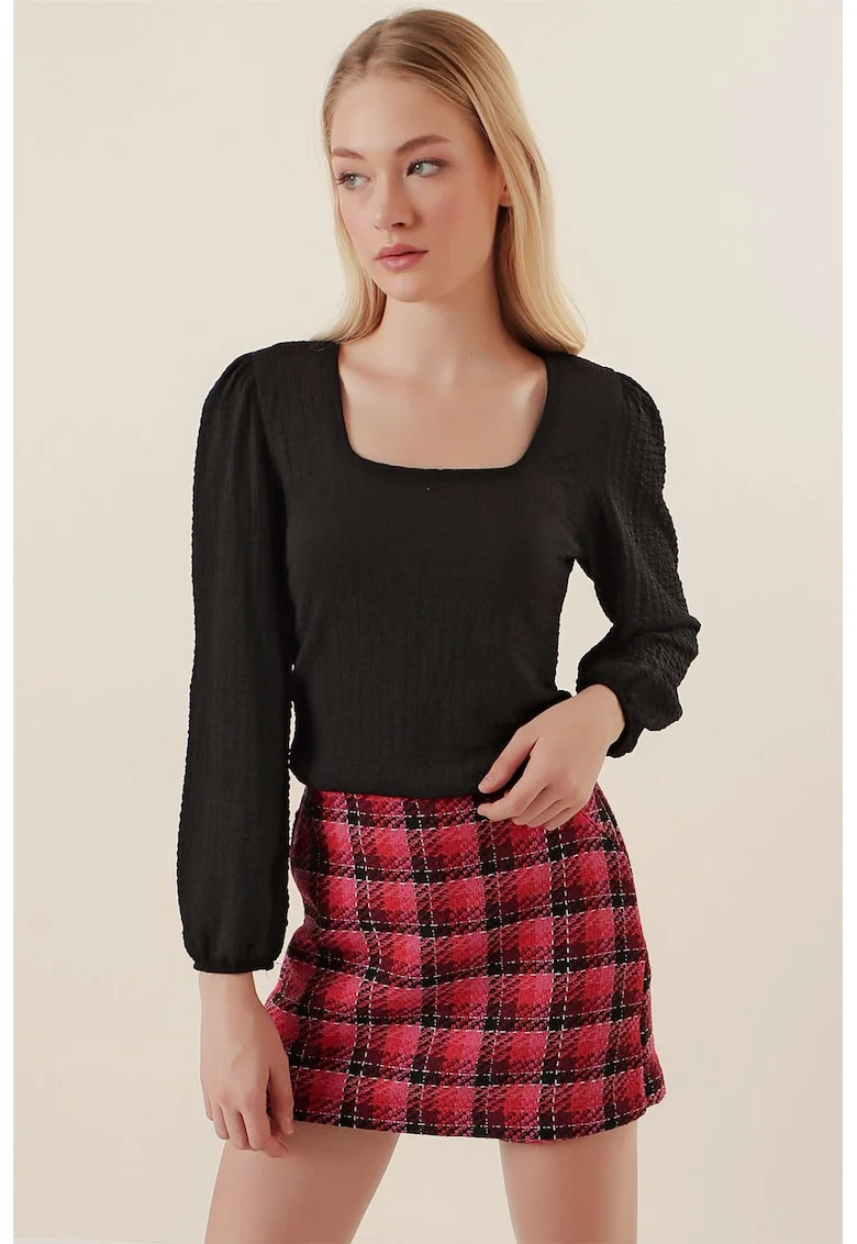 Bluza dama, HiCCUP, decolteu patrat, poliester/lycra, negru