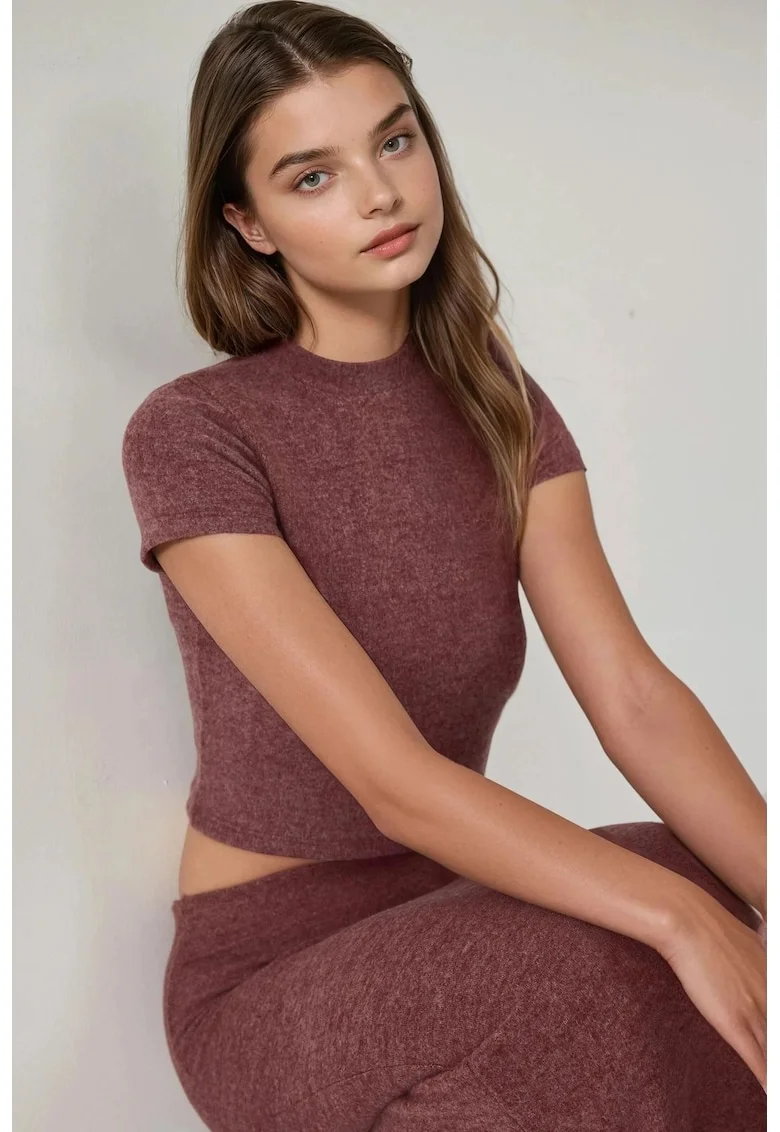 Bluza dama,  tricotata, slim fit, visinie, poliester
