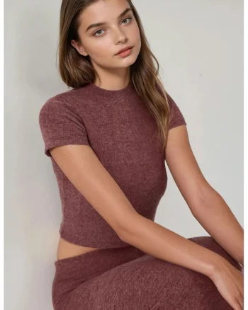 Bluza dama,  tricotata, slim fit, visinie, poliester