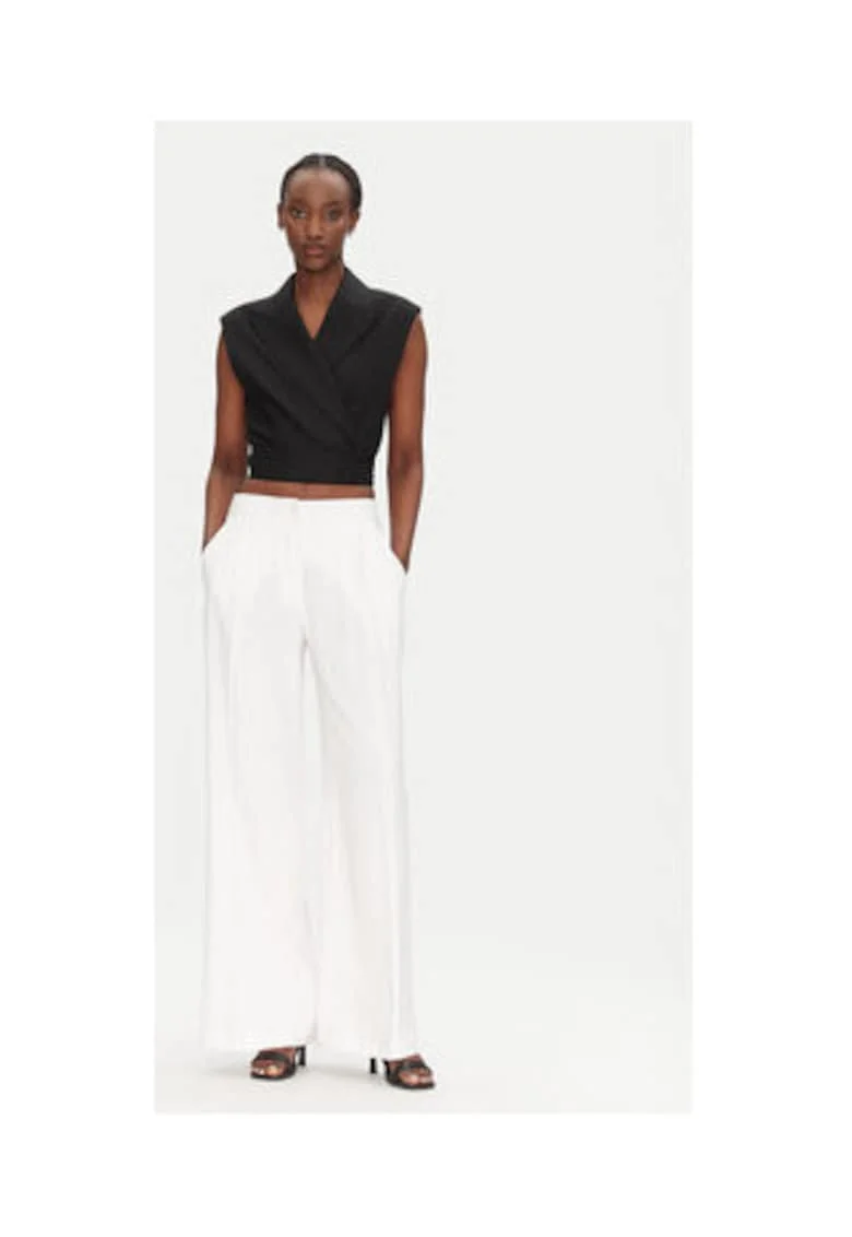Pantaloni dama,  92% vascoza, alb,