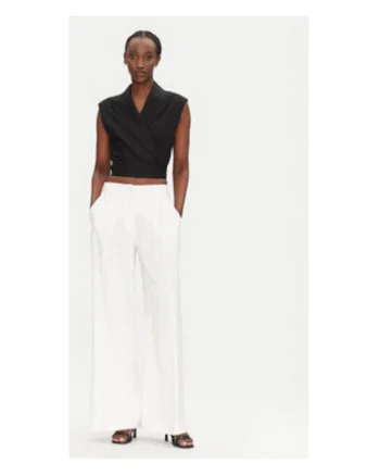 Pantaloni dama,  92% vascoza, alb,