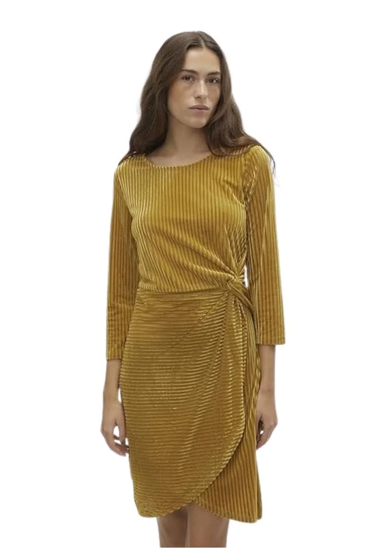 Rochie din catifea cu detaliu rasucit,