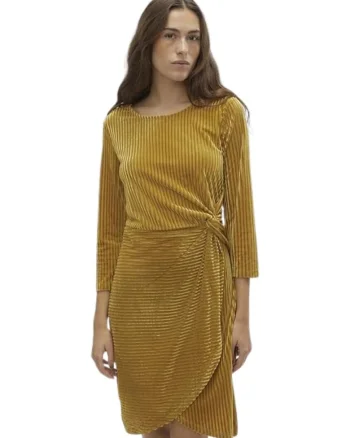 Rochie din catifea cu detaliu rasucit,