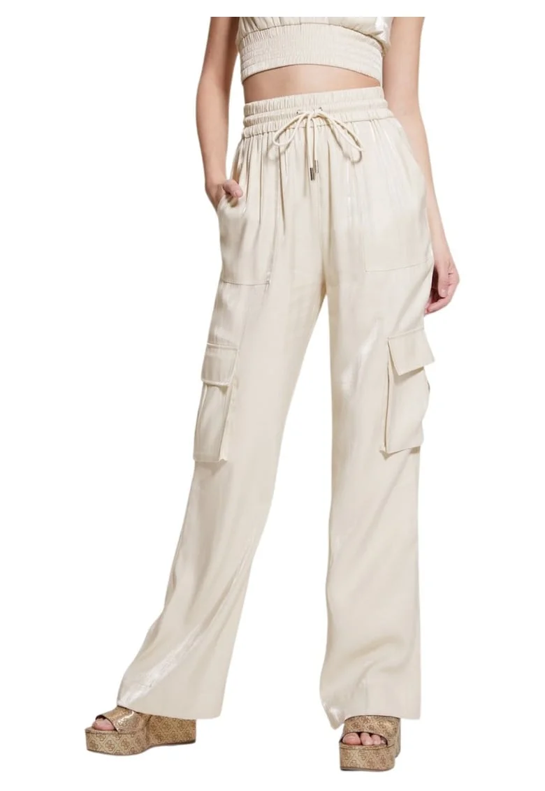 Pantaloni cargo cu talie inalta,