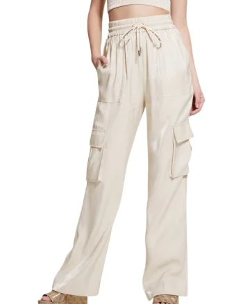 Pantaloni cargo cu talie inalta,