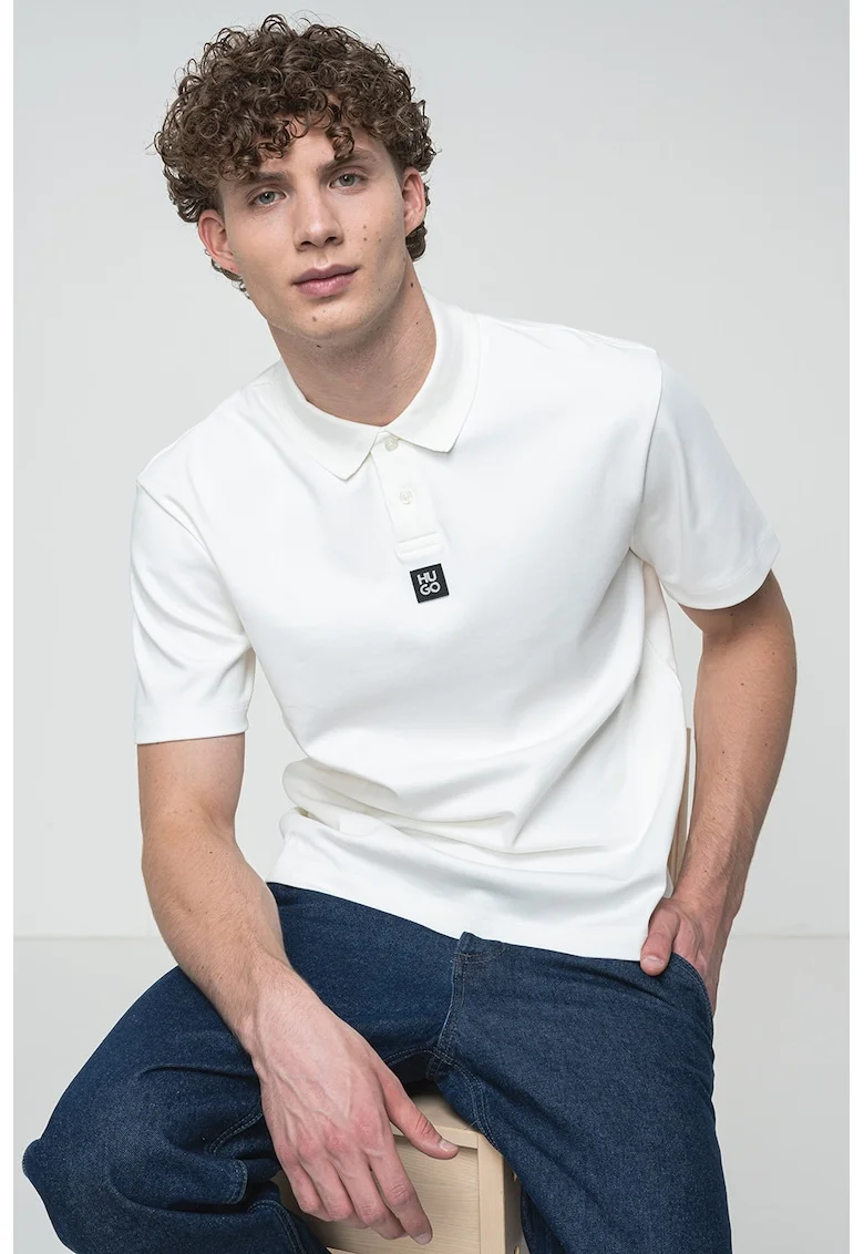 Tricou polo regular-fit de bumbac Deabono, Alb optic