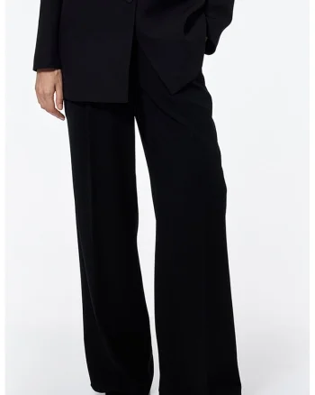Pantaloni drepti eleganti cu buzunare laterale, Negru