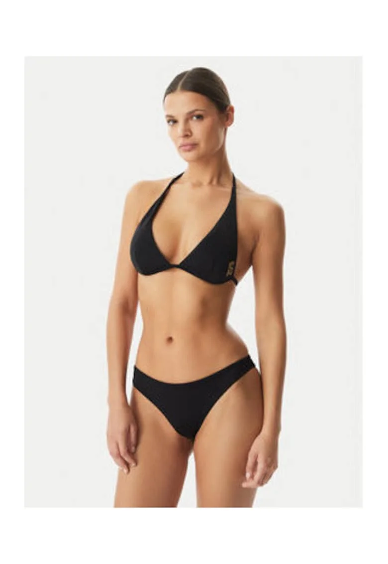Costum de baie bikini pentru femei,  Emporio Armani, negru, material elastic, set