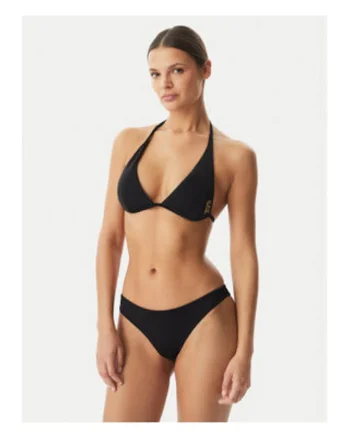 Costum de baie bikini pentru femei,  Emporio Armani, negru, material elastic, set