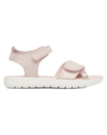 Sandale fete  roz, piele ecologica, inchidere cu scai