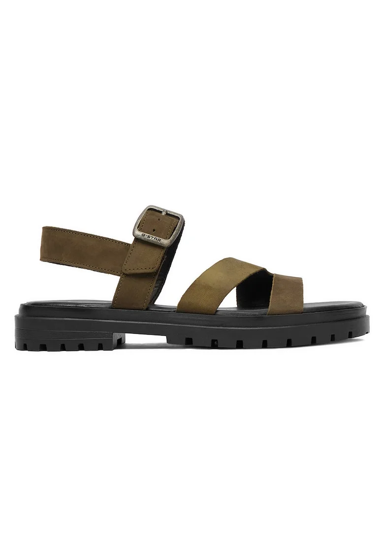 Sandale dama G-Star Raw, piele naturala, kaki, sistem inchidere catarama, multicolor