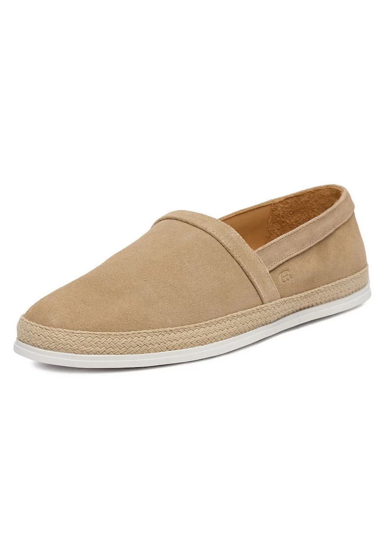 Mocasini barbati  piele naturala, bej, varf rotund, Bej