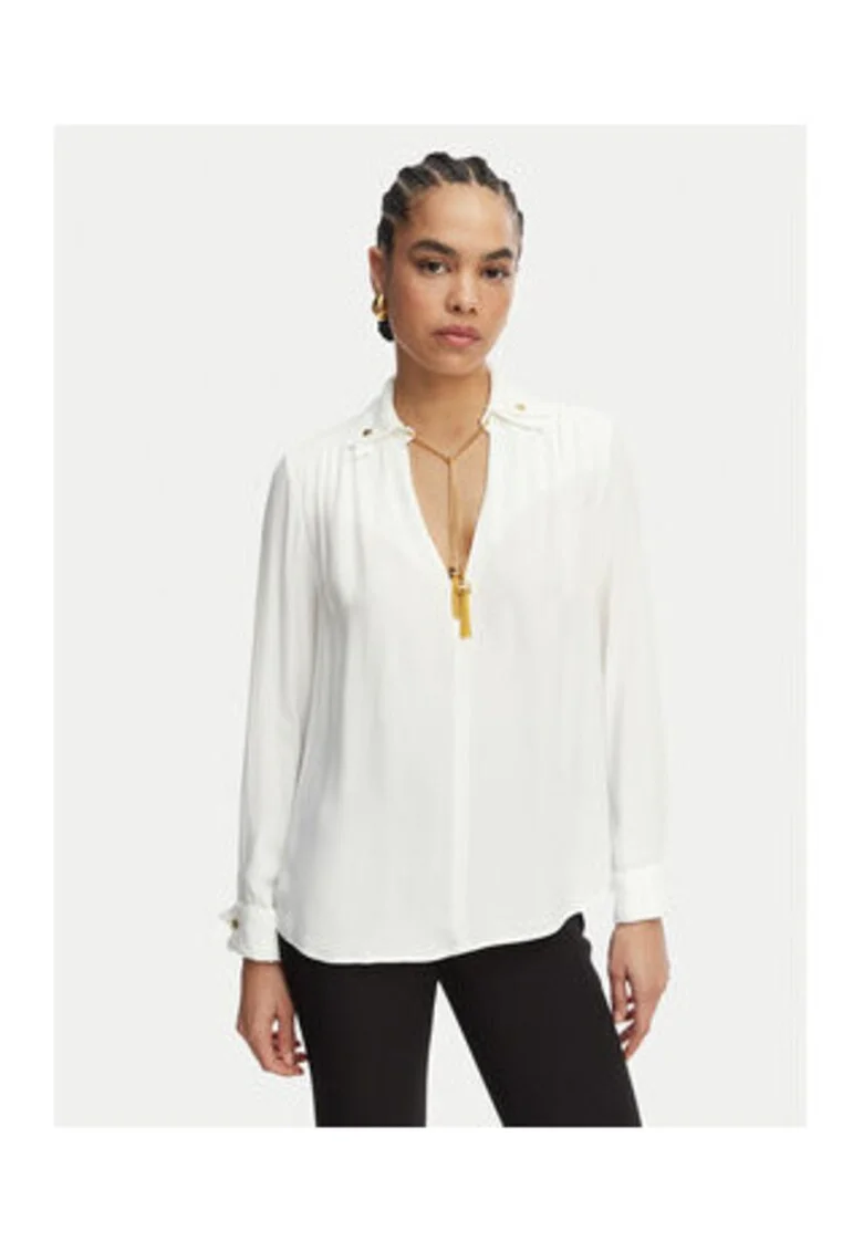 Bluza dama,  alb, viscoza, maneca lunga, regular fit