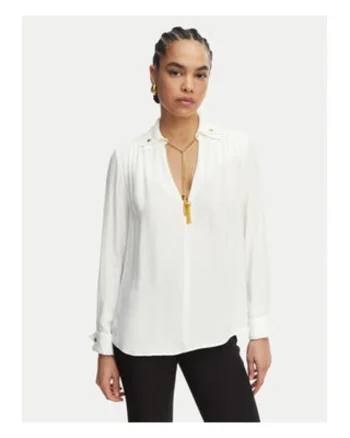Bluza dama,  alb, viscoza, maneca lunga, regular fit