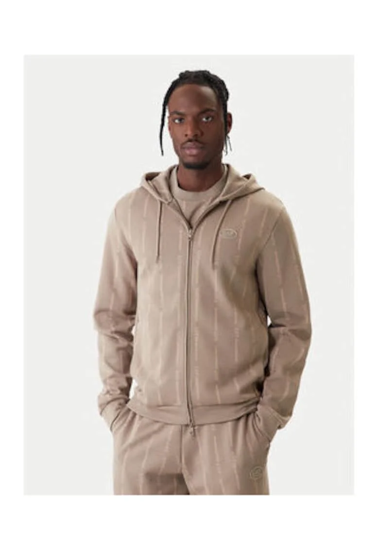 Bluza barbati,  Emporio Armani, bej, bumbac, maneca lunga, fermoar,