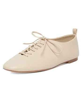 Pantofi dama,  crem, piele naturala, varf rotund