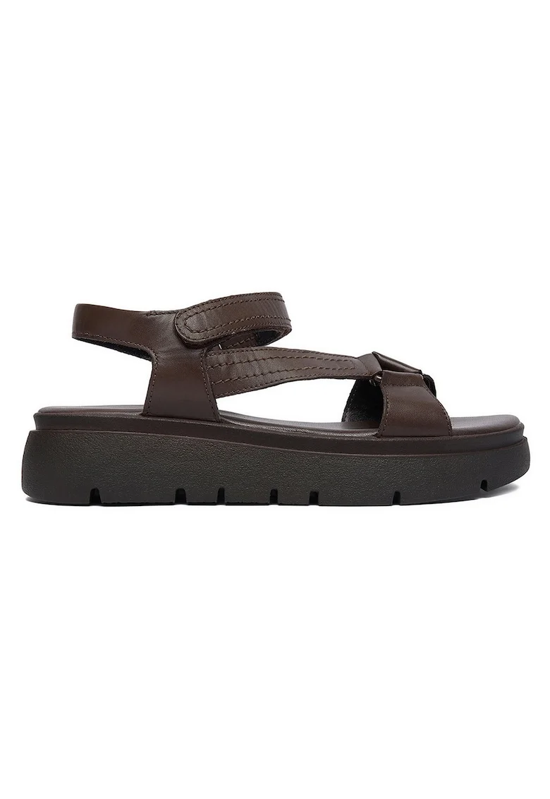 Sandale dama  piele naturala, inchidere velcro, maro, Maro