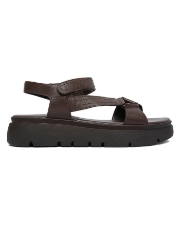 Sandale dama  piele naturala, inchidere velcro, maro, Maro