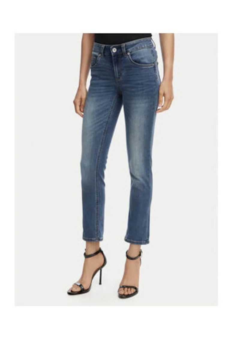 Blugi dama,  bleumarin, slim fit, bumbac si poliester