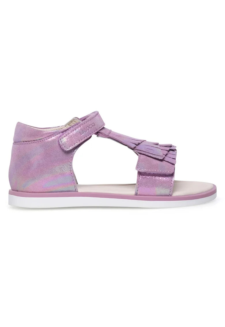 Sandale fete,  velcro, violet, piele intoarsa
