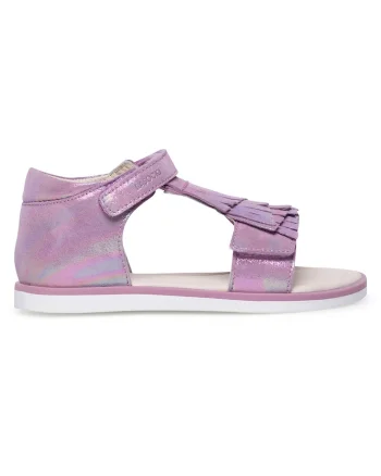 Sandale fete,  velcro, violet, piele intoarsa