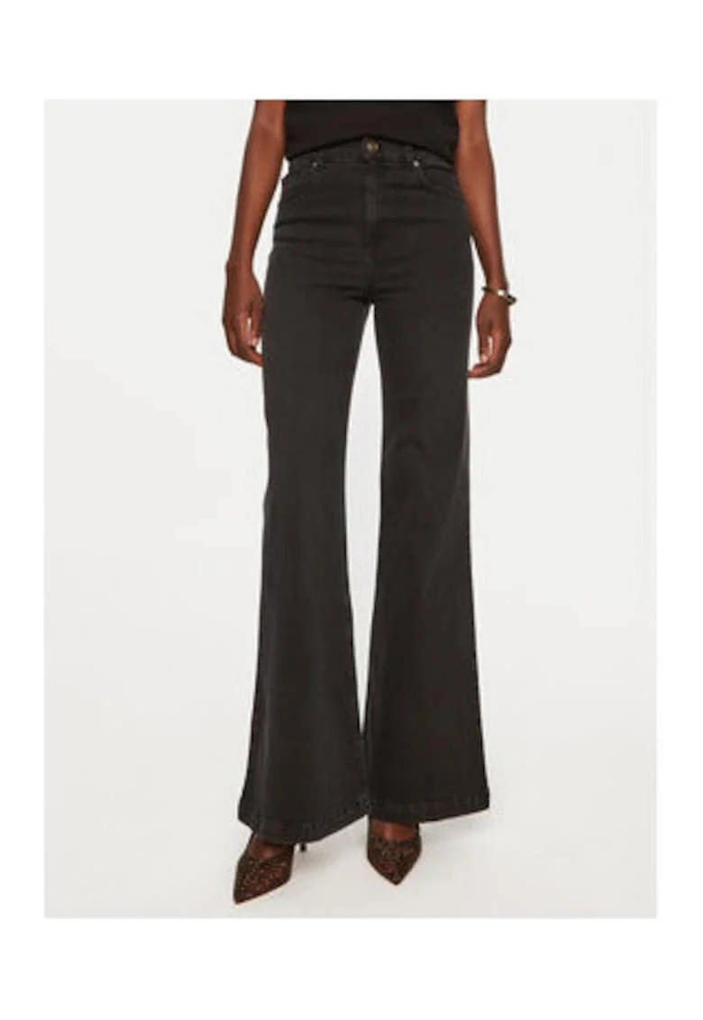 Blugi dama,  evazati, negru, bumbac,