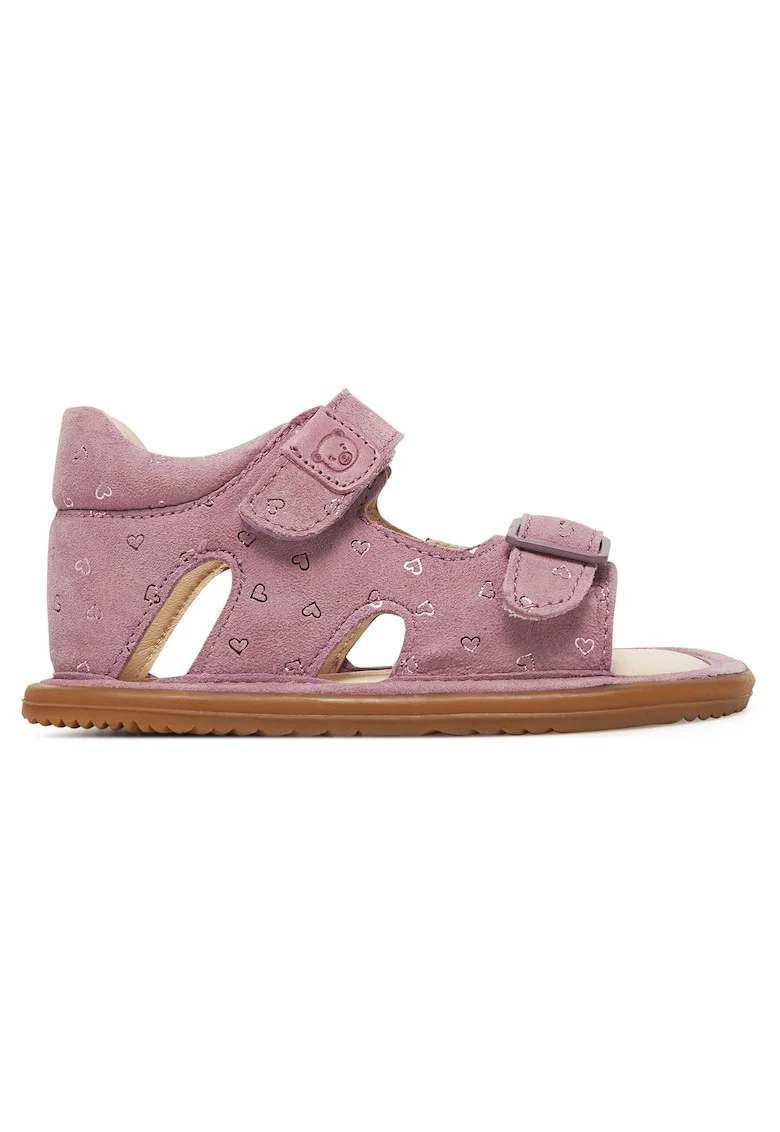 Sandale fete,  roz, piele nabuc, certificat Picior Sanatos, inchidere velcro