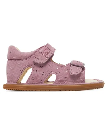 Sandale fete,  roz, piele nabuc, certificat Picior Sanatos, inchidere velcro