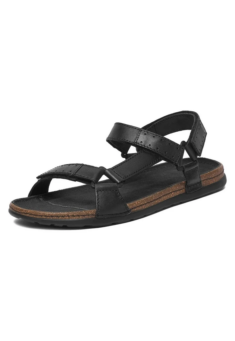 Sandale barbatesti  piele naturala, negru, sistem inchidere Velcro