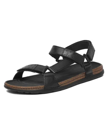 Sandale barbatesti  piele naturala, negru, sistem inchidere Velcro