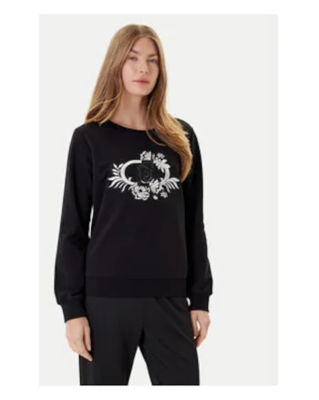 Bluza dama,  negru, bumbac, maneca lunga, decoratiuni cu paiete,