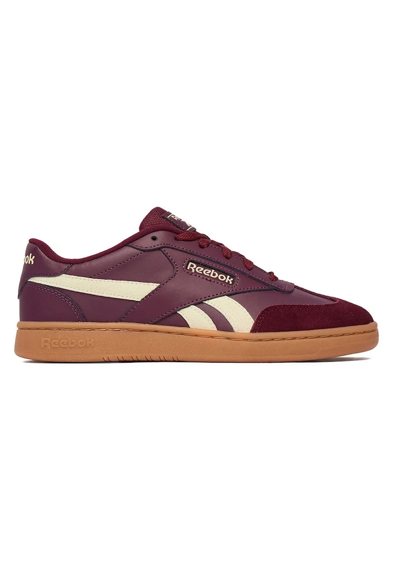 Tenisi dama  bordeaux/crem, piele intoarsa si material sintetic, sistem de inchidere siret