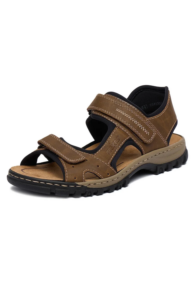 Sandale barbatesti,  velcro, maro, piele ecologica