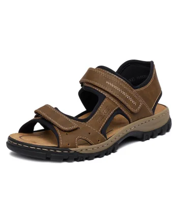 Sandale barbatesti,  velcro, maro, piele ecologica