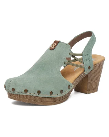 Pantofi dama  piele intoarsa, toc bloc, verde