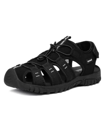 Sandale barbati  sport, negru, textil/piele ecologica, inchidere Velcro